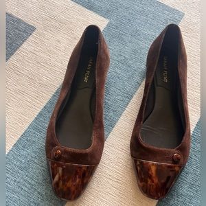 Sarah flint Italian leather Sacchetto ballet flats in espresso suede